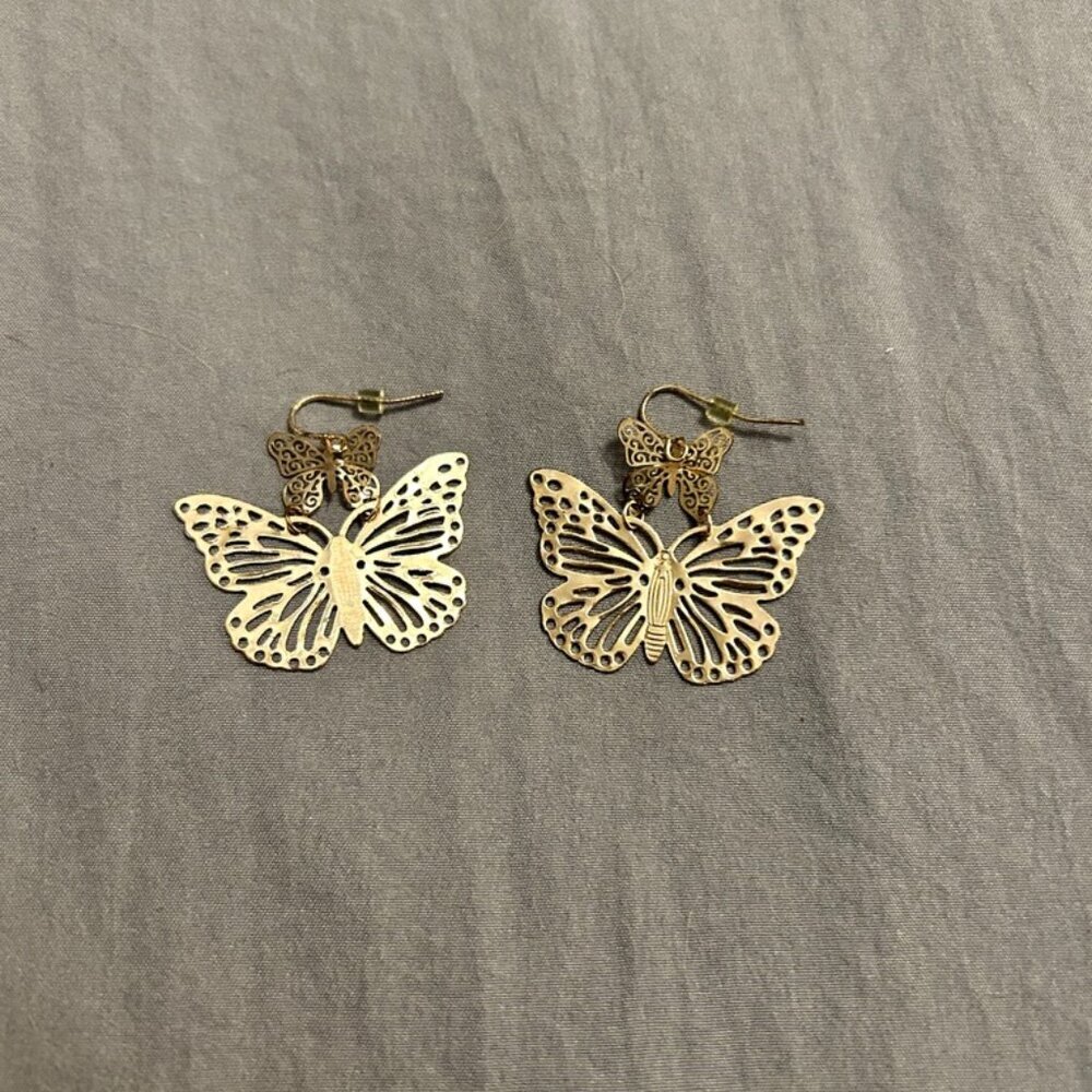 Gold butterfly earrings